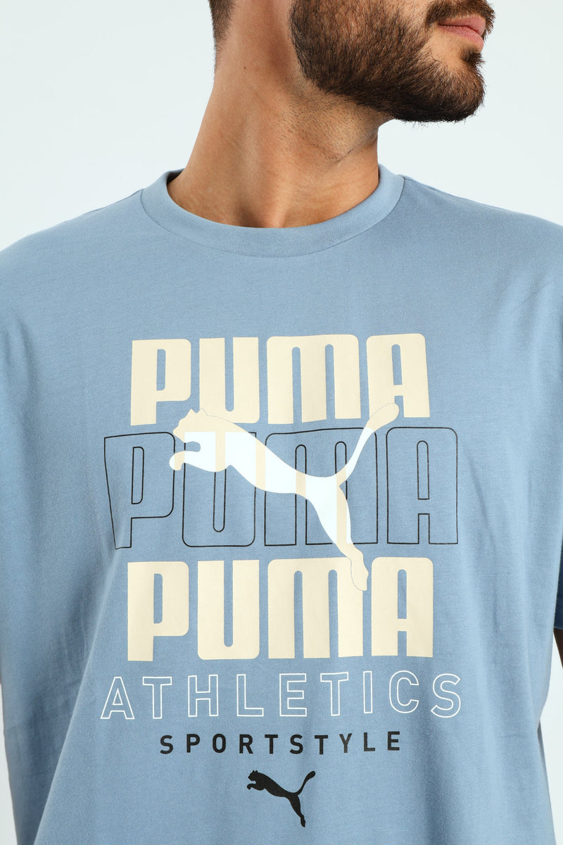 Stacked Graphic Tee - Smokey Blue