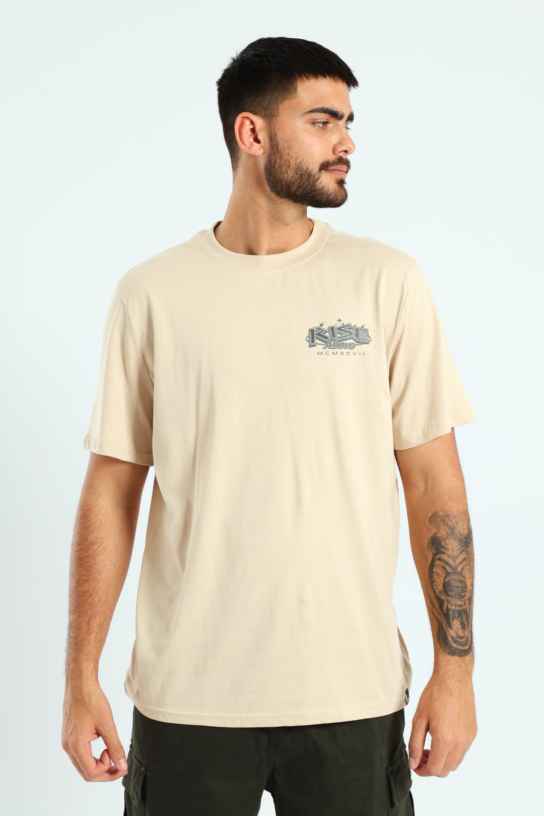 Stone Skull Printed Tee - Stone