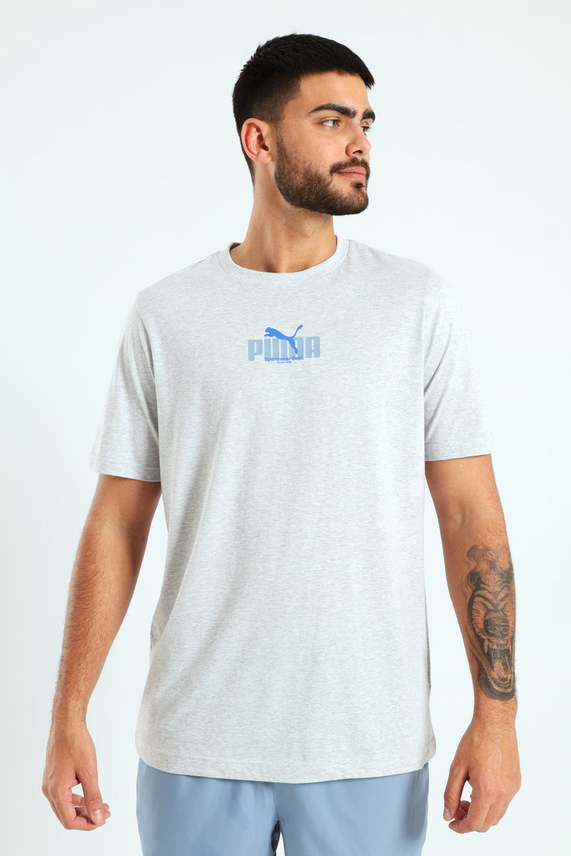 Wording Graphic Tee - Grey Melange