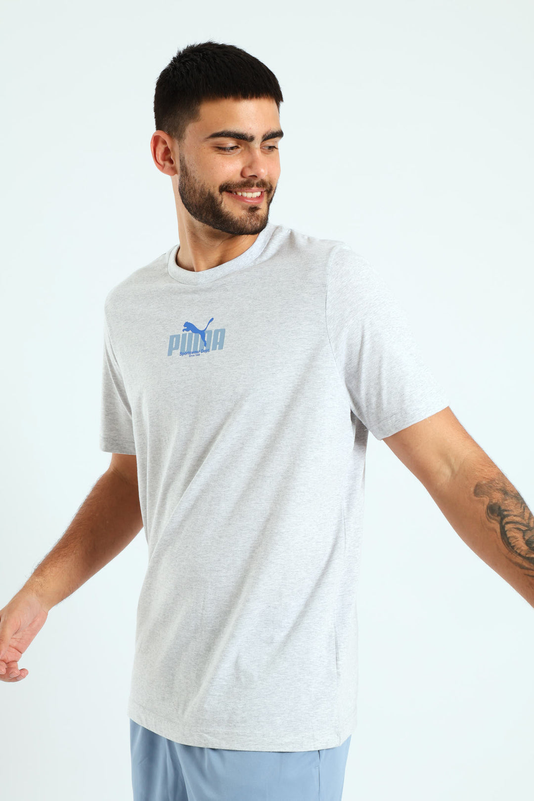 Wording Graphic Tee - Grey Melange