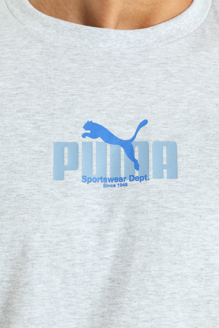 Wording Graphic Tee - Grey Melange