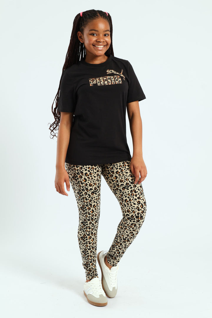 Girls Essential Animal Graphic Tee - Black