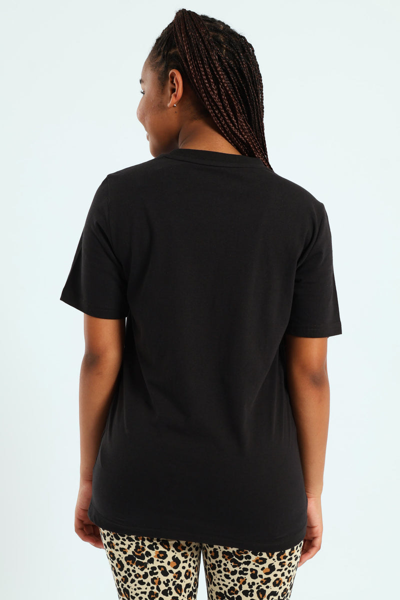 Girls Essential Animal Graphic Tee - Black