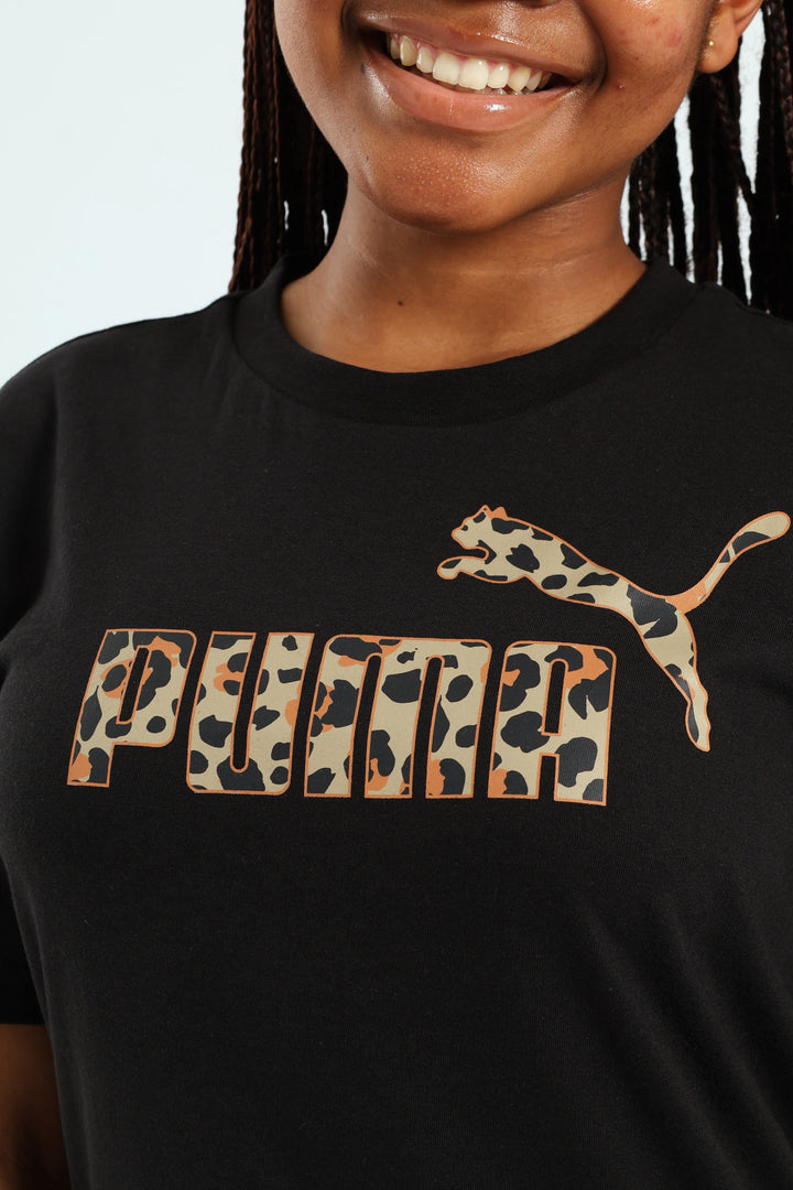 Girls Essential Animal Graphic Tee - Black