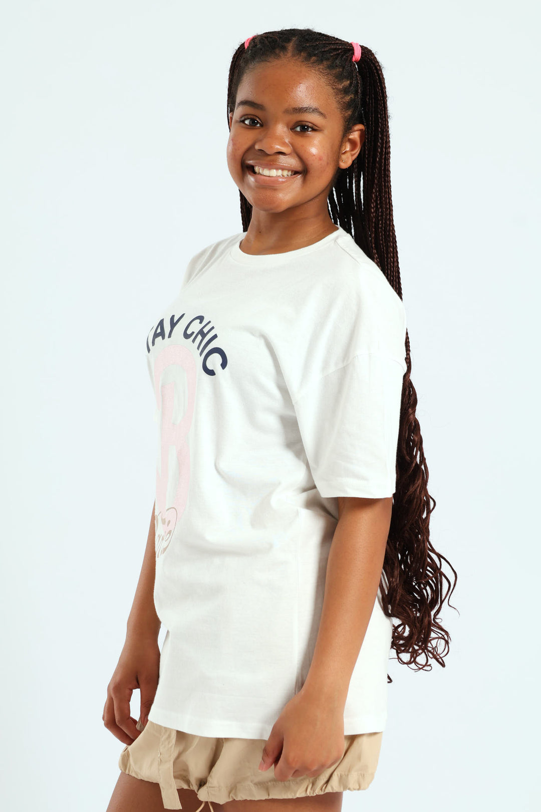 Girls Barbie Oversized Tee - Cream