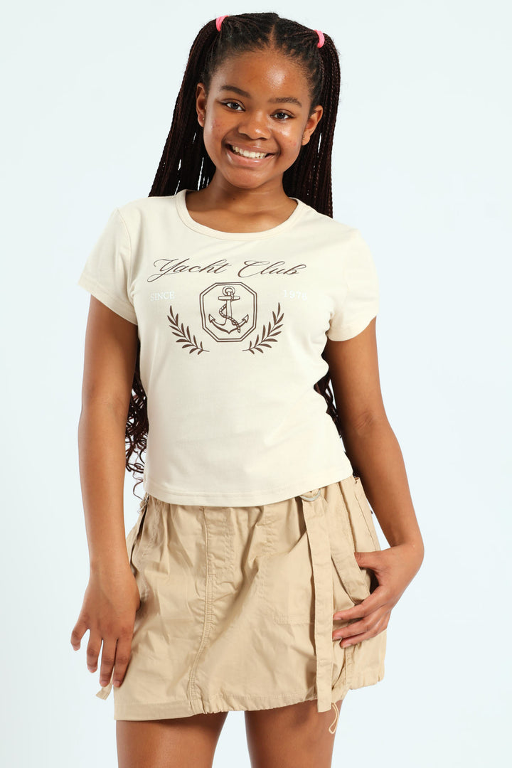 Girls Yacht Regular Tee - Stone