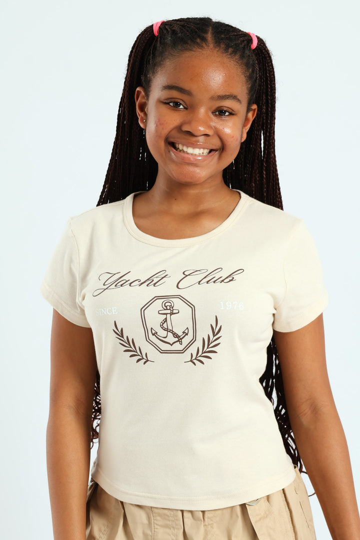 Girls Yacht Regular Tee - Stone