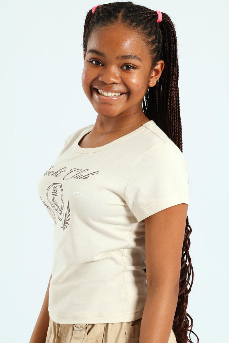Girls Yacht Regular Tee - Stone