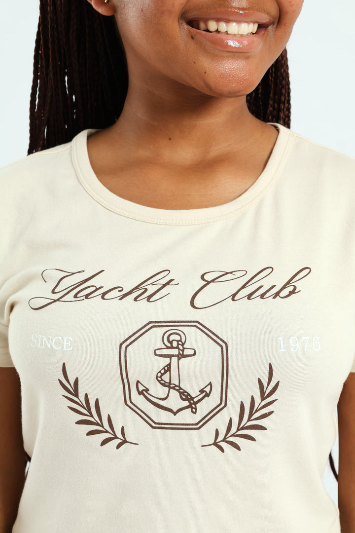 Girls Yacht Regular Tee - Stone