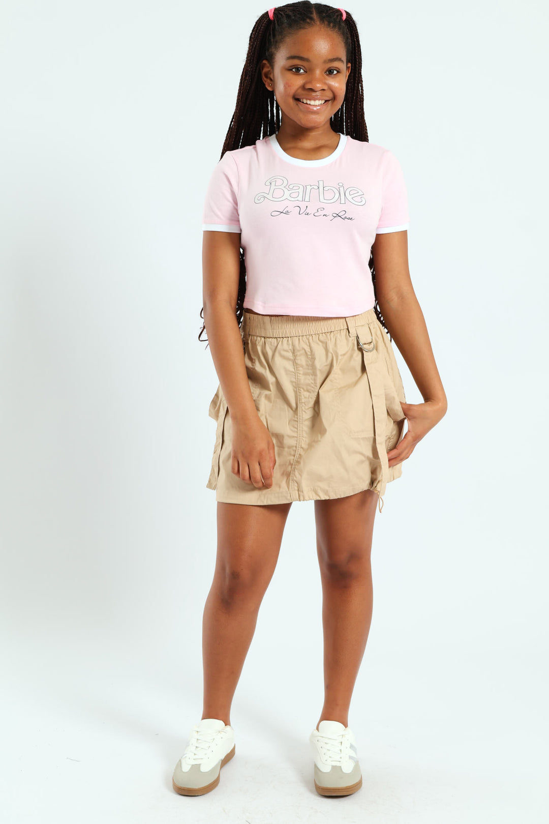 Girls Barbie Ringer Tee - Pink