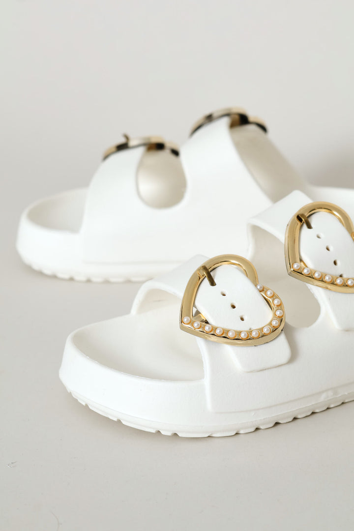 Girls Heart Moulded Health Sandal - White