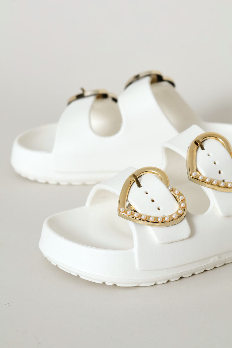 Girls Heart Moulded Health Sandal - White