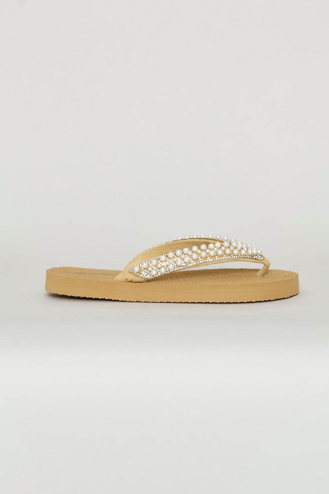 Pearl Thong Sandal On Flatform Outsole - Off White