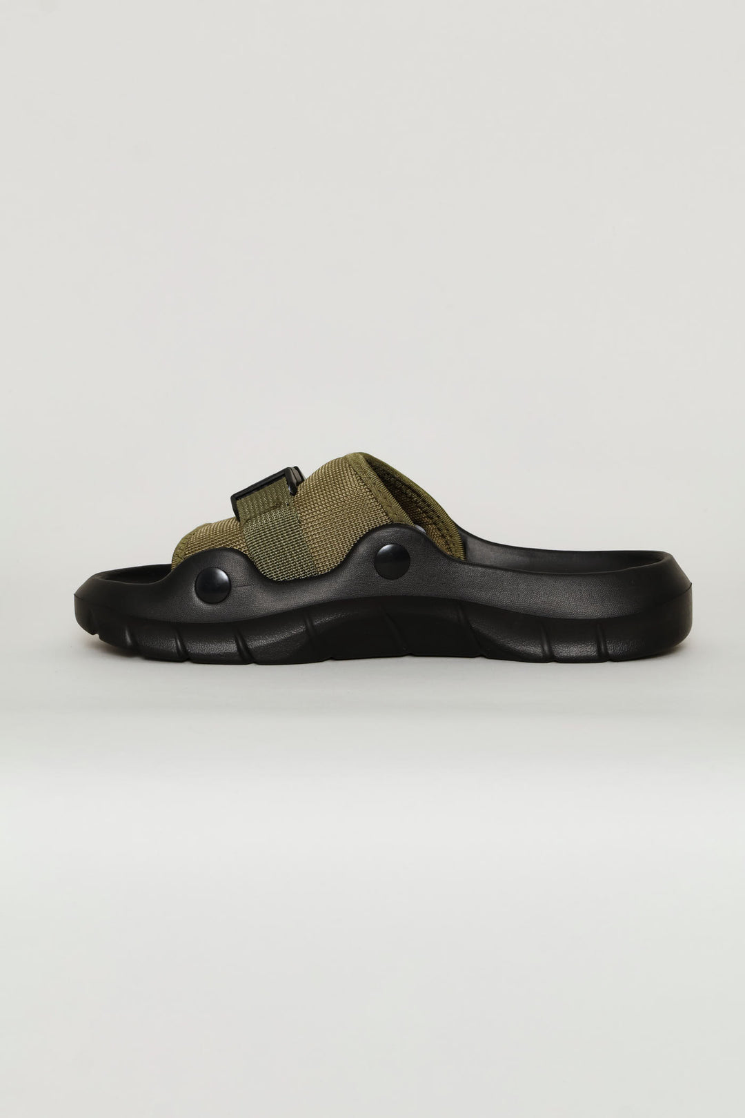 Buckle Detail Mesh Upper Slide - Olive
