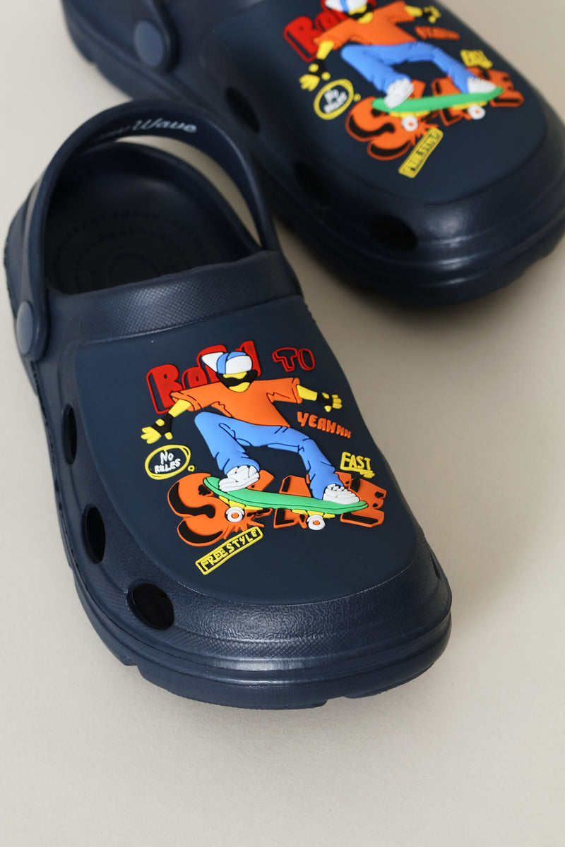 Boys Skater Rubber Clog - Navy