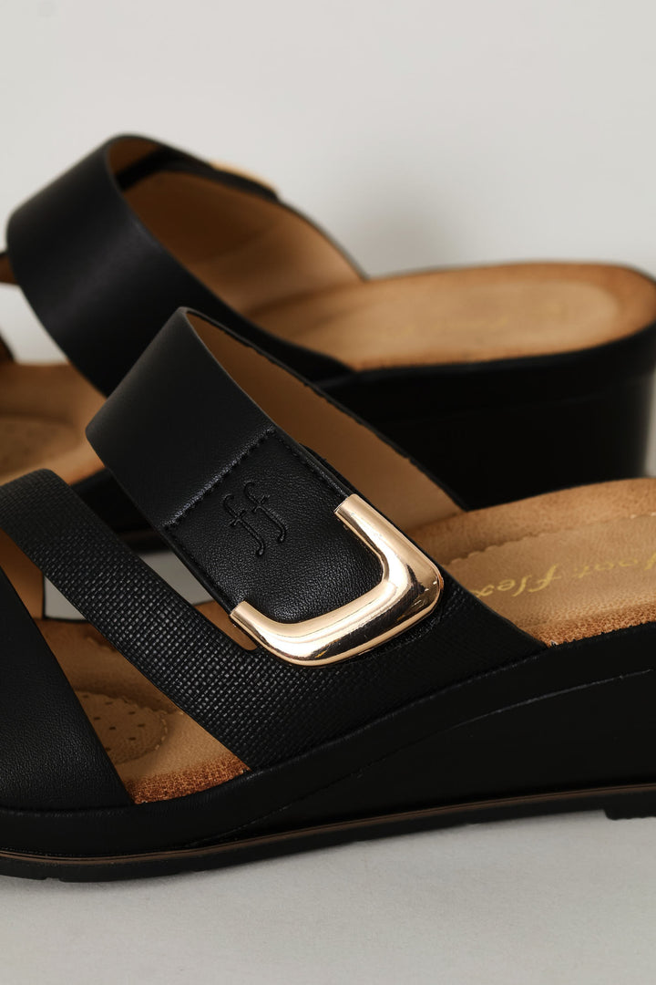 Suede Shaped Sandal - Black