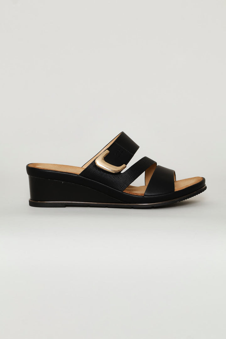 Suede Shaped Sandal - Black
