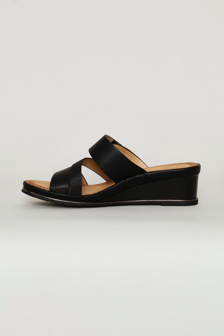Suede Shaped Sandal - Black