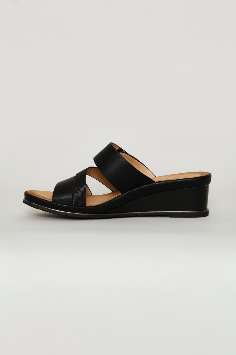 Suede Shaped Sandal - Black