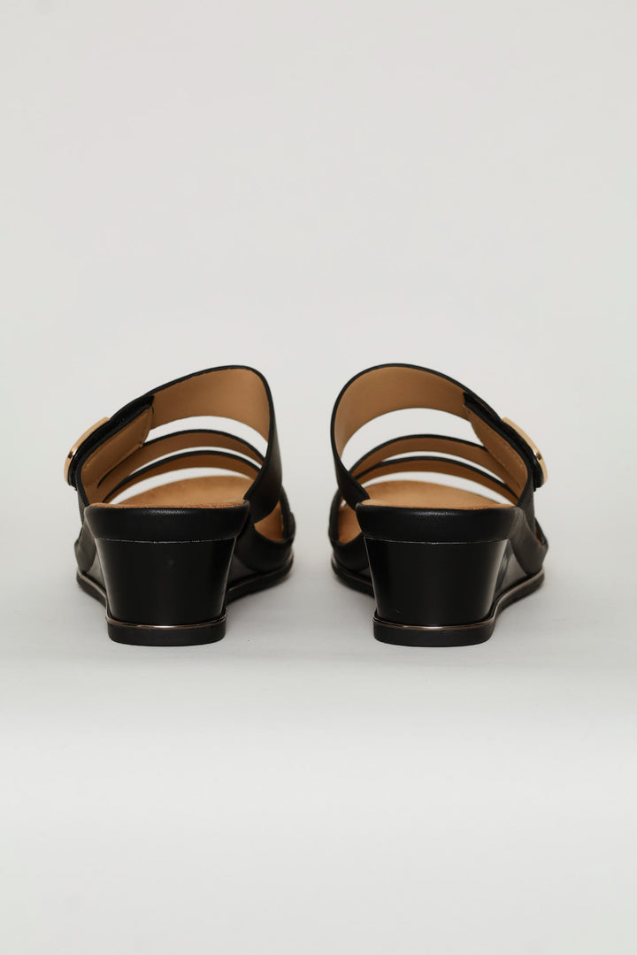 Suede Shaped Sandal - Black
