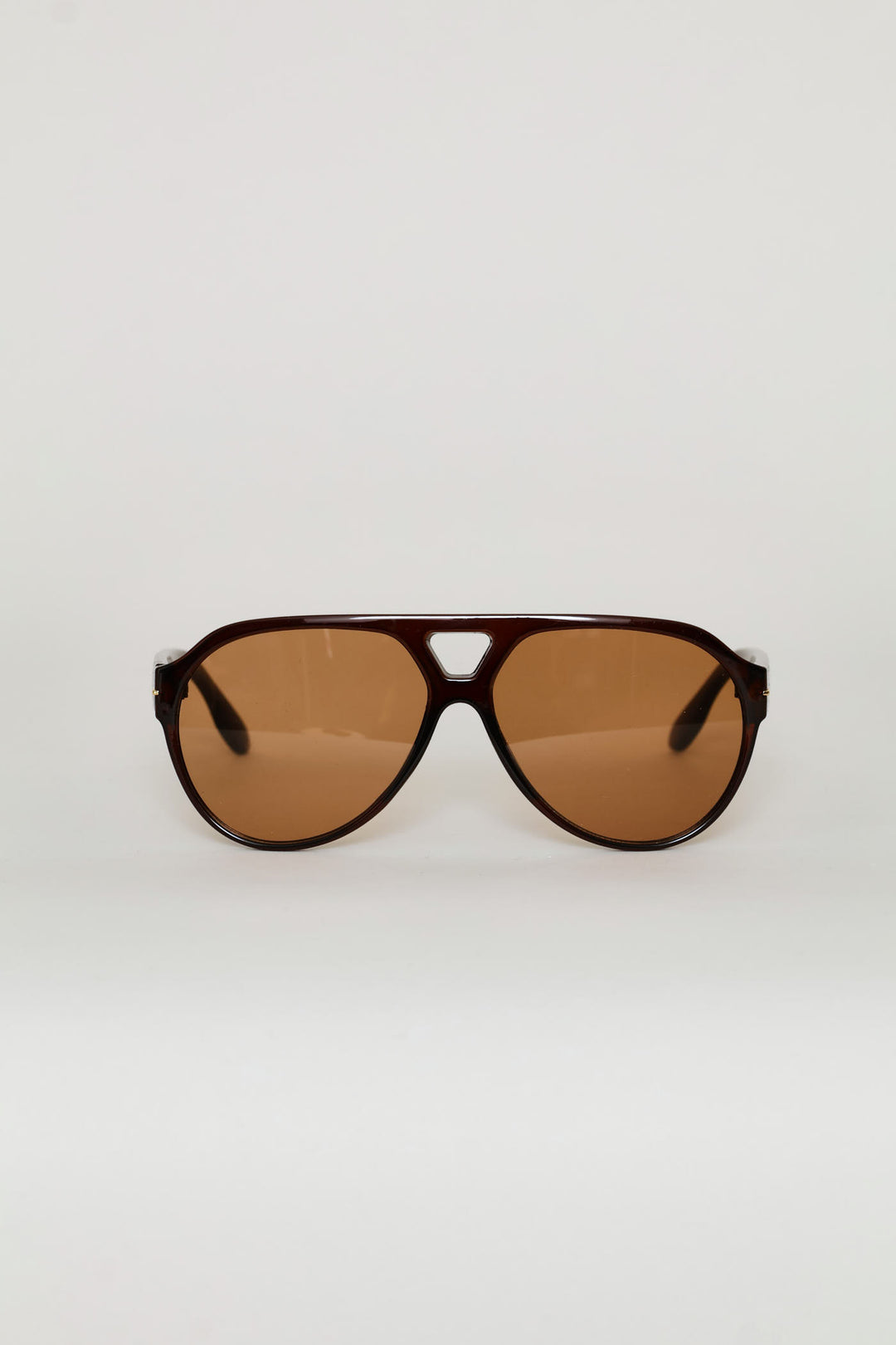 Gold Trim Aviator Sunglasses - Brown