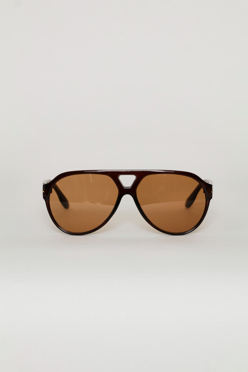 Gold Trim Aviator Sunglasses - Brown