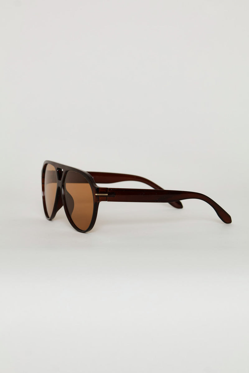 Gold Trim Aviator Sunglasses - Brown