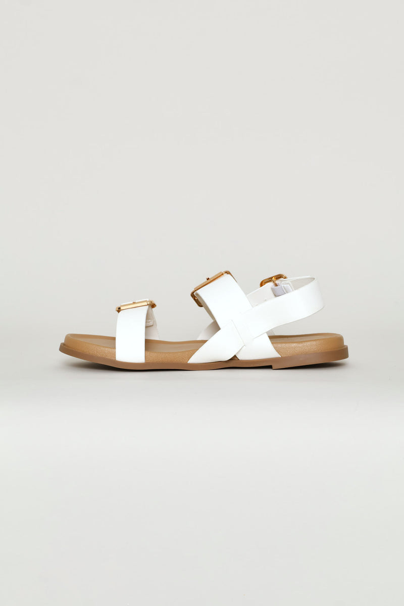 Triple Buckle Strap Sandal - White