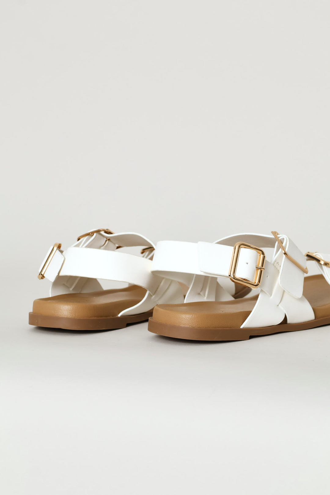 Triple Buckle Strap Sandal - White