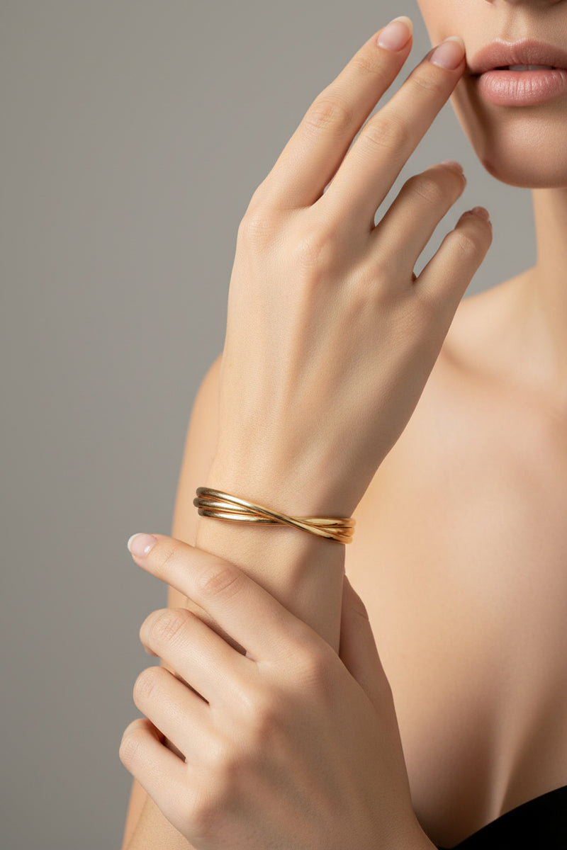 Twisted Double Strand Cuff - Gold