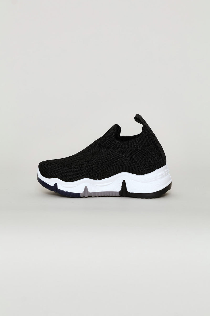 Pre-Boys Knit Slip On Trainer - Black