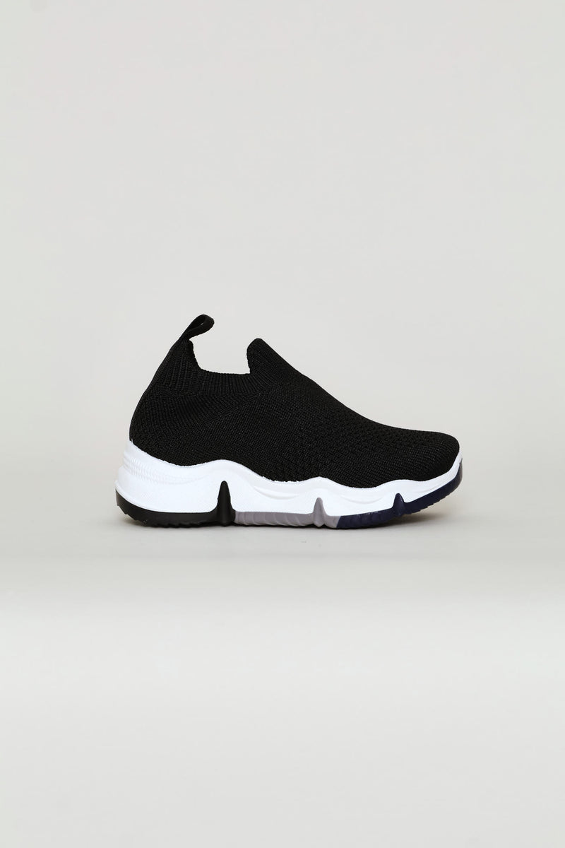 Pre-Boys Knit Slip On Trainer - Black