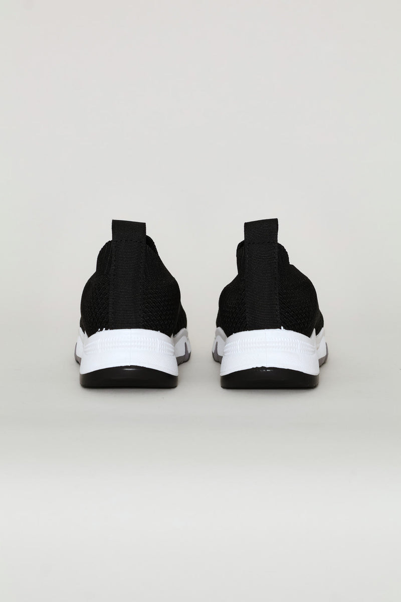 Pre-Boys Knit Slip On Trainer - Black