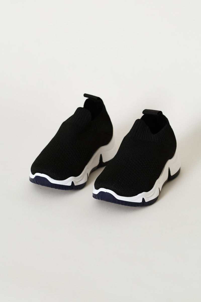 Pre-Boys Knit Slip On Trainer - Black