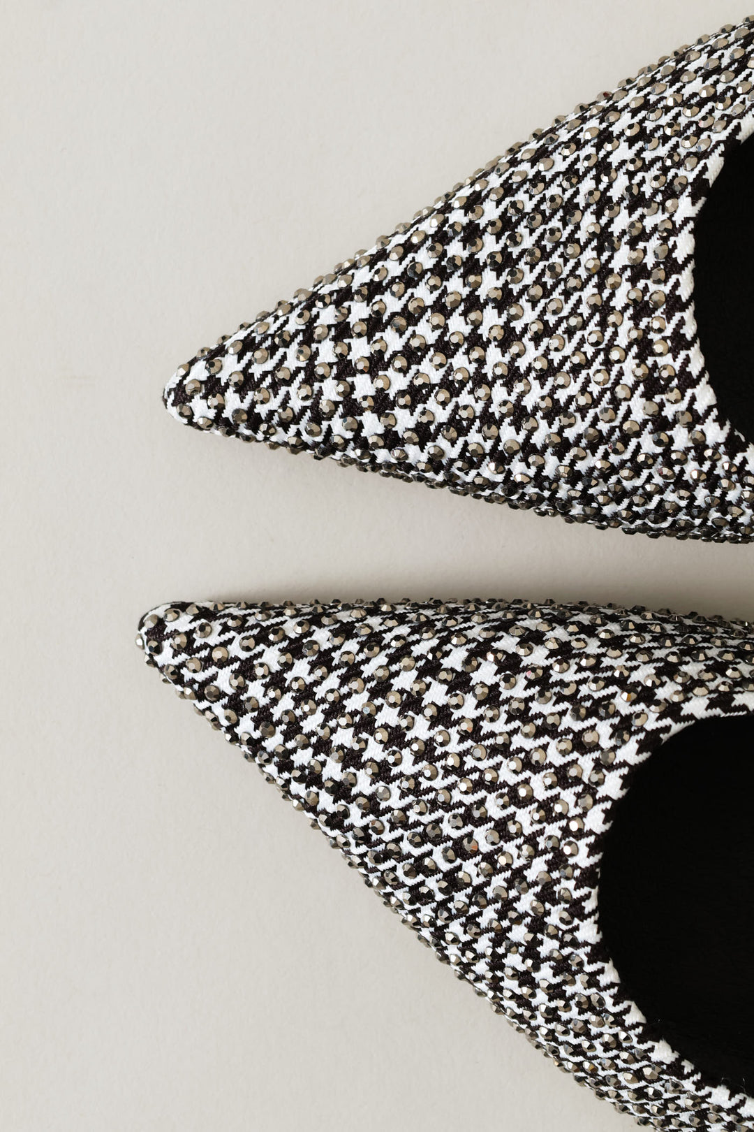 Houndstooth Diamante Slingback Heel - Black/White