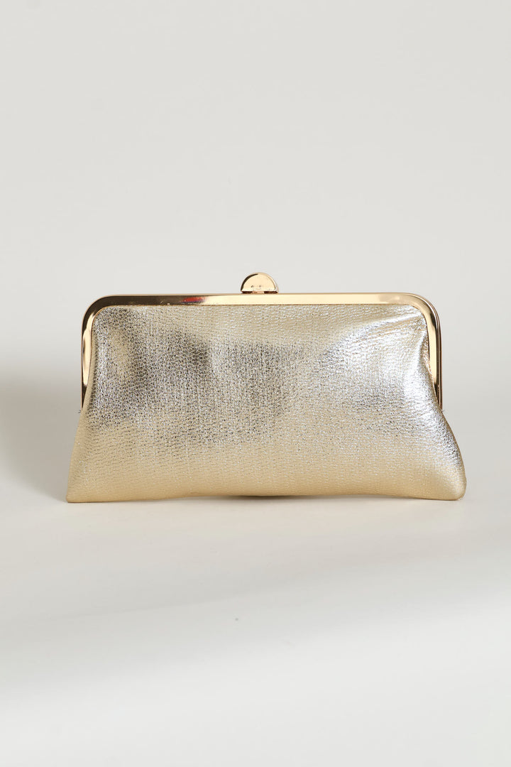 Clip Closure Clutch Purse - Gold
