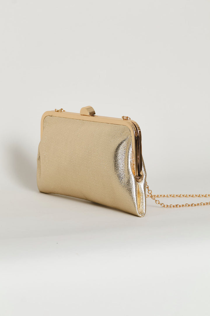 Clip Closure Clutch Purse - Gold