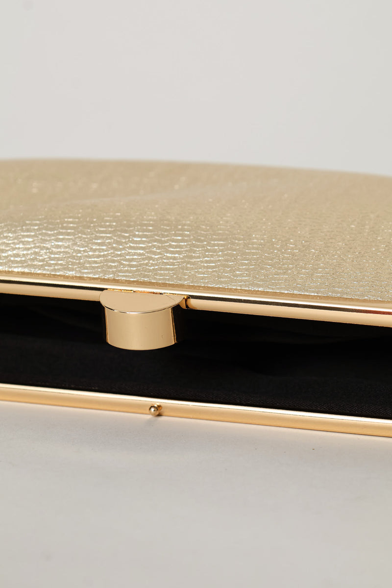 Clip Closure Clutch Purse - Gold