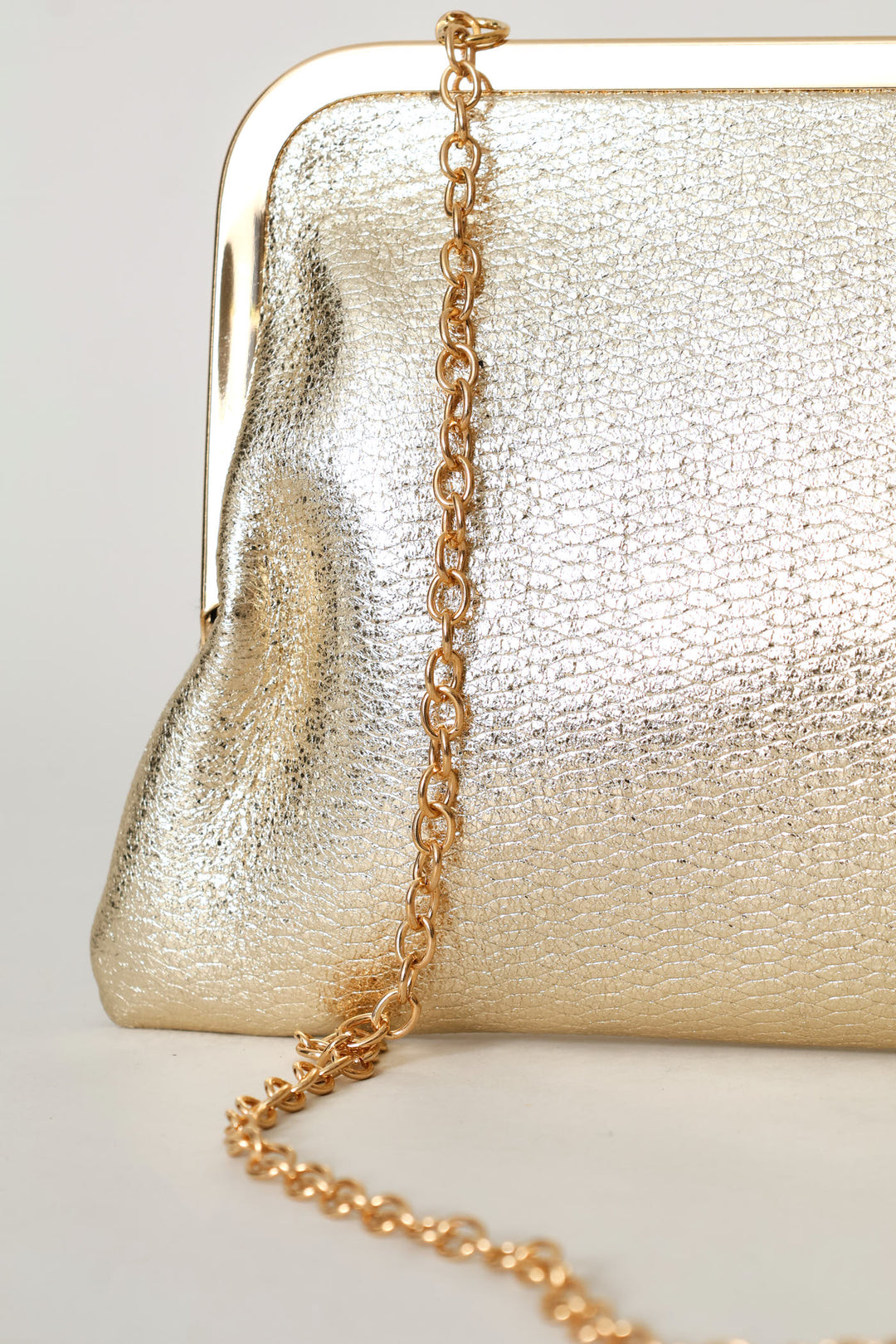 Clip Closure Clutch Purse - Gold