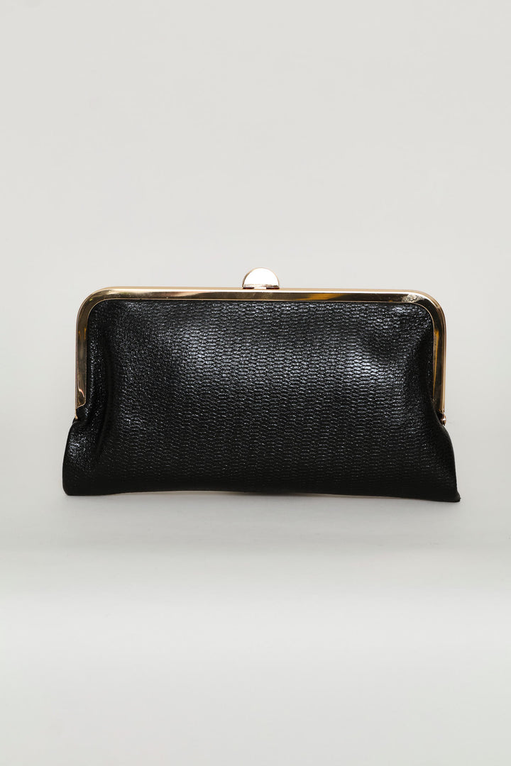Clip Closure Clutch Purse - Black