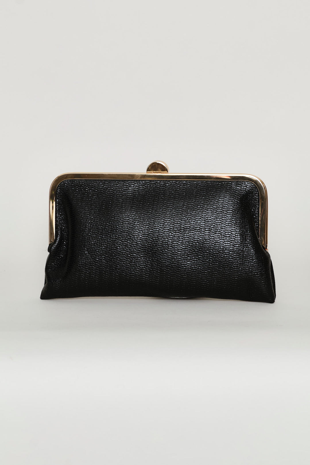Clip Closure Clutch Purse - Black
