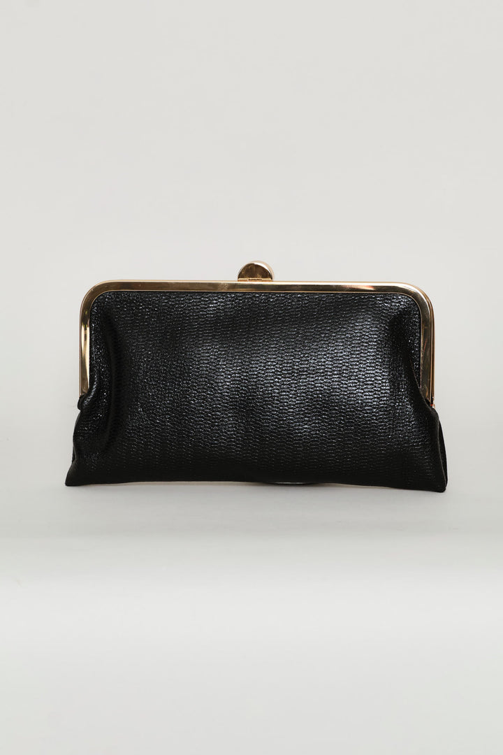 Clip Closure Clutch Purse - Black