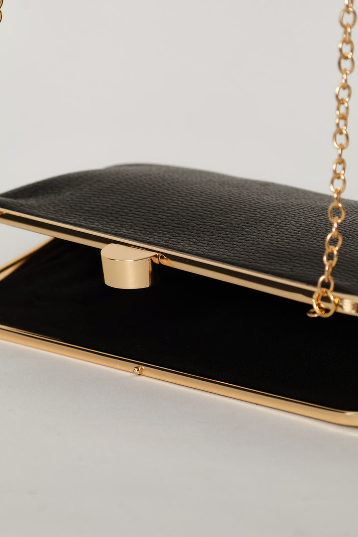 Clip Closure Clutch Purse - Black