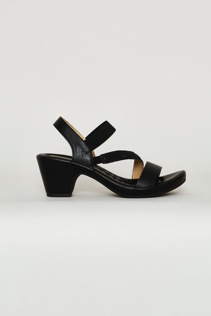 Shaped Heel Sandal - Black