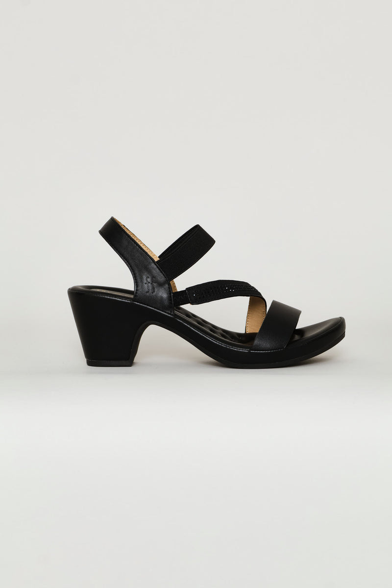 Shaped Heel Sandal - Black