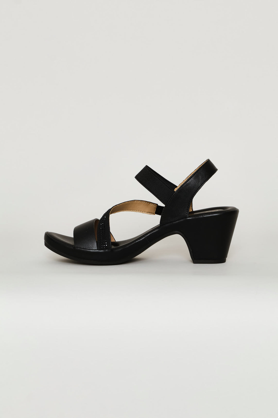 Shaped Heel Sandal - Black