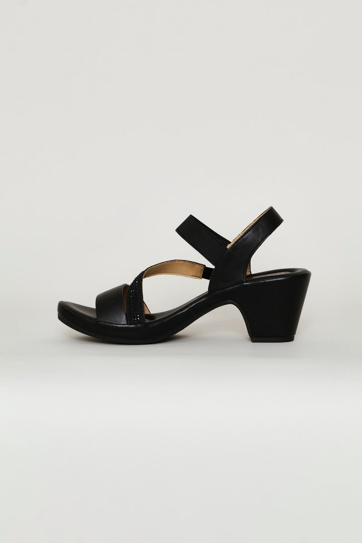 Shaped Heel Sandal - Black