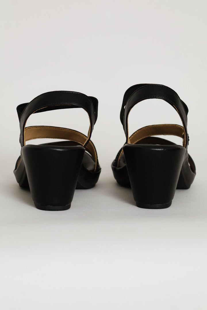 Shaped Heel Sandal - Black