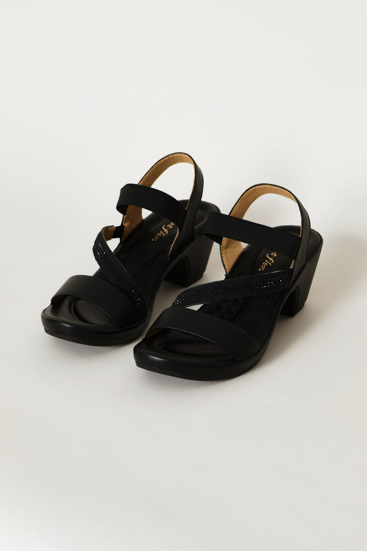 Shaped Heel Sandal - Black