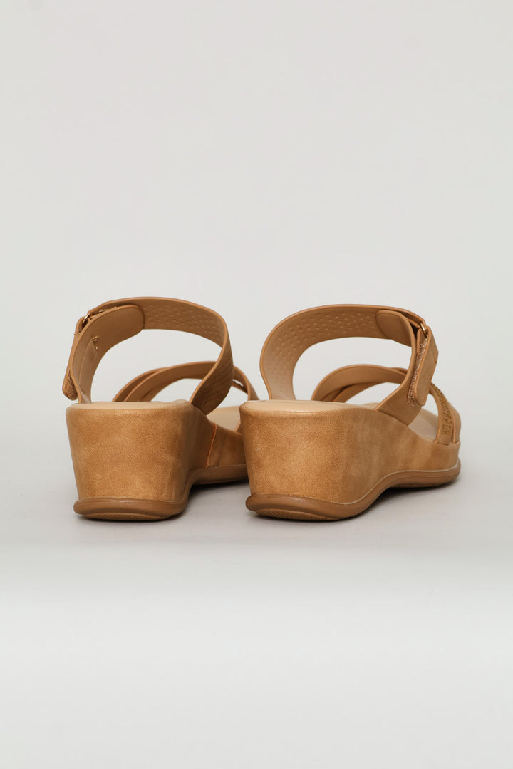 Shaped Heel Sandal - Tan